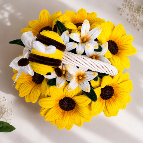 Cesta de Girasoles de limpiapipas